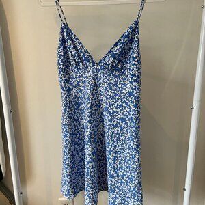Blue Floral Zara Mini Slip Dress, Size Small (US)